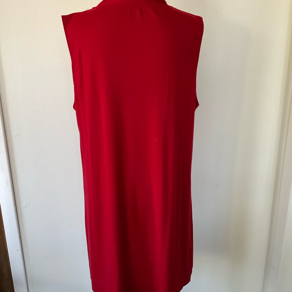 Tickled Teal Long Red Vest Xl